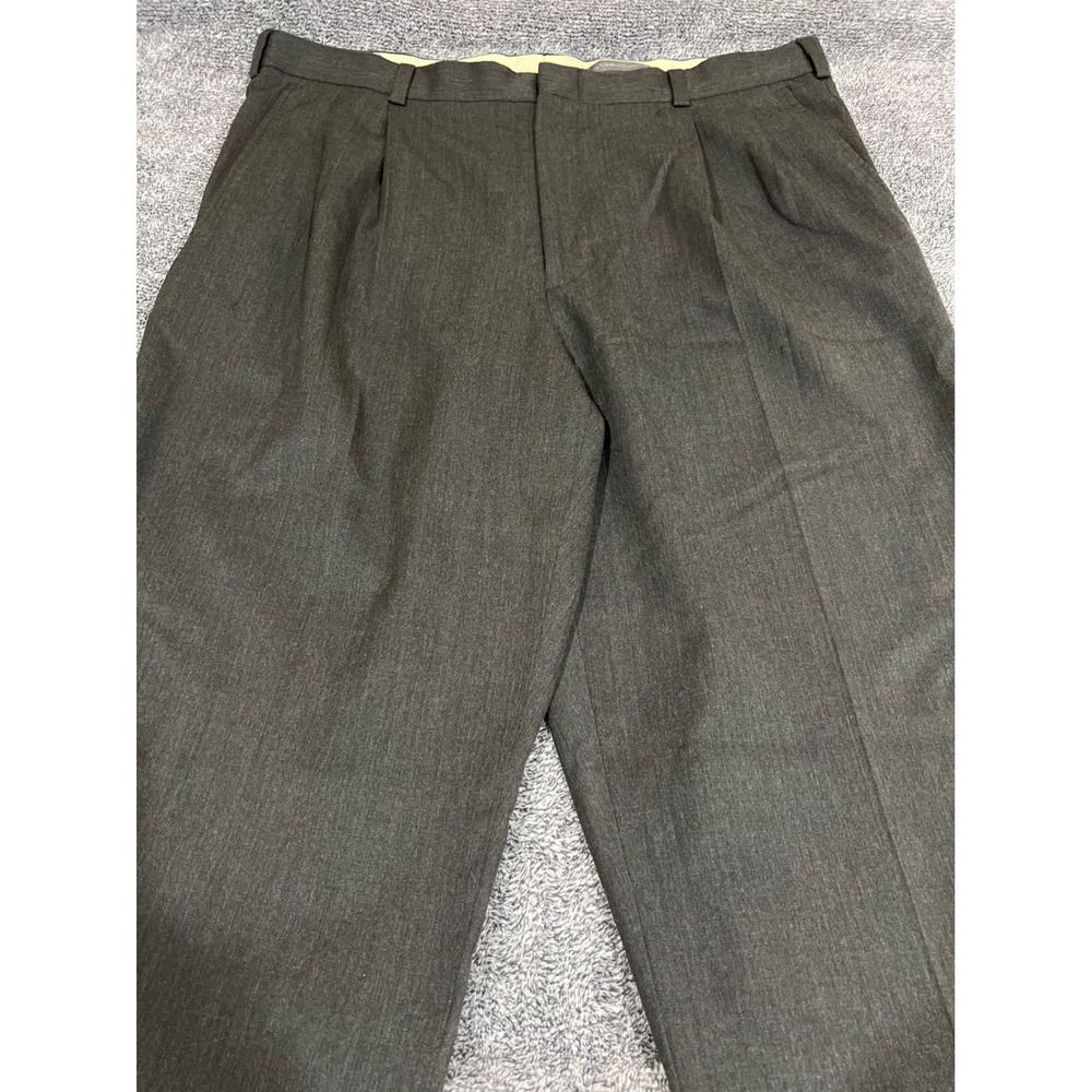 Eddie Bauer Mens 40 Wool Dress Pants Charcoal Gray Pleated Front Straight Leg